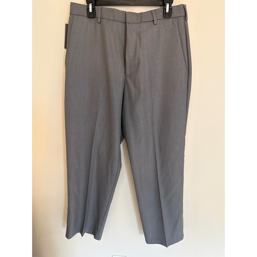 Dockers Premium Refined Patterned Pants Mens 32x30 Grey Flat Front Relaxed Fit